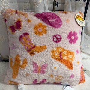 C&C California cowgirl themed fleece pale pink pillow